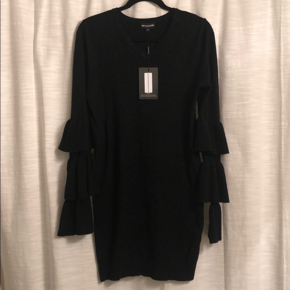 Medium ruffle sleeve sweater dress